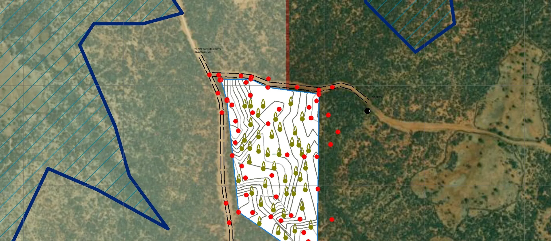 GPS-surveyed school site boundary and points